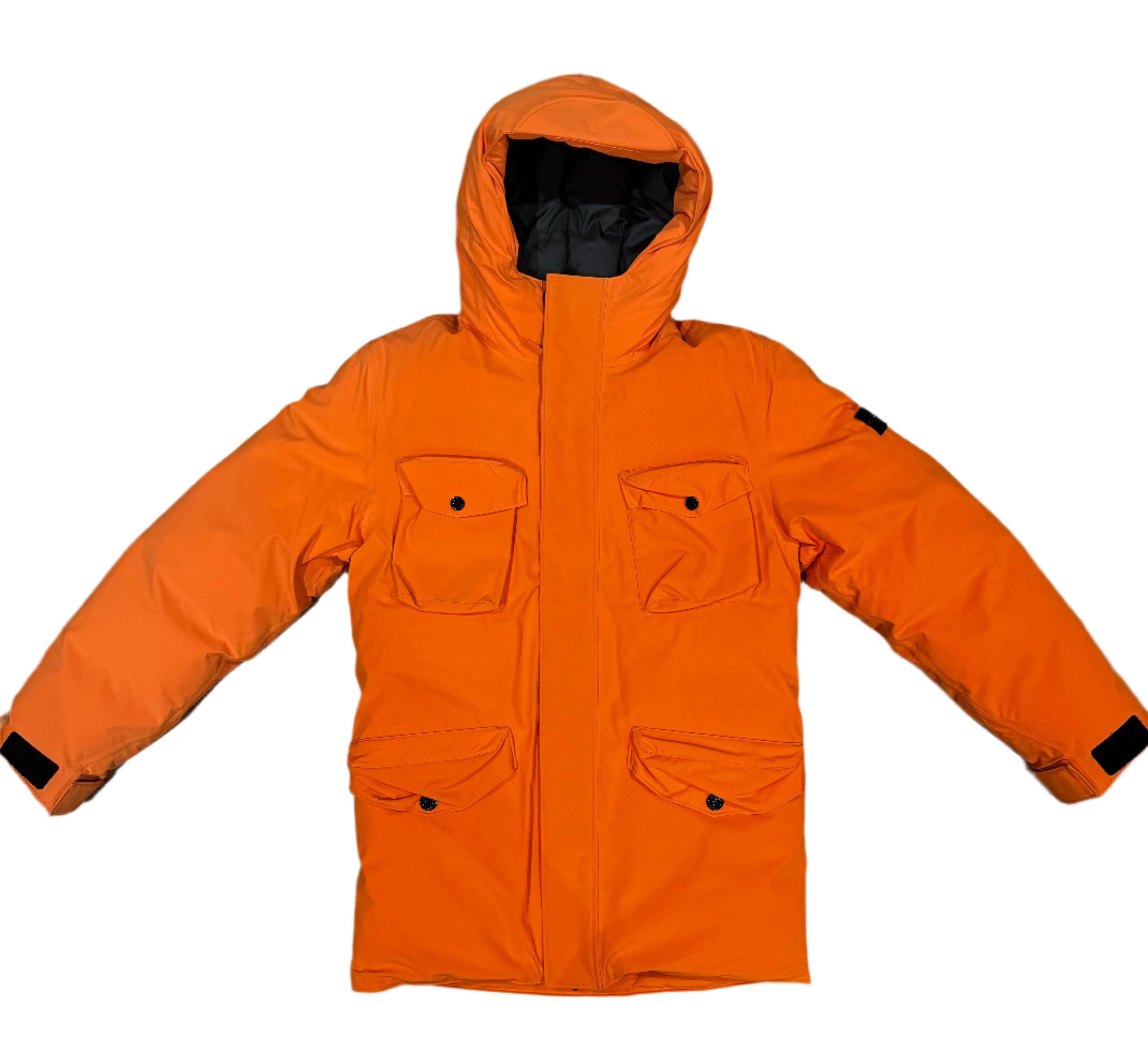 JUNIOR STONE ISLAND HOODED CARGO DOWN JACKET - ORANGE
