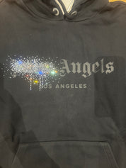 PALM ANGELS Rhinestone Sprayed Hoodie Black