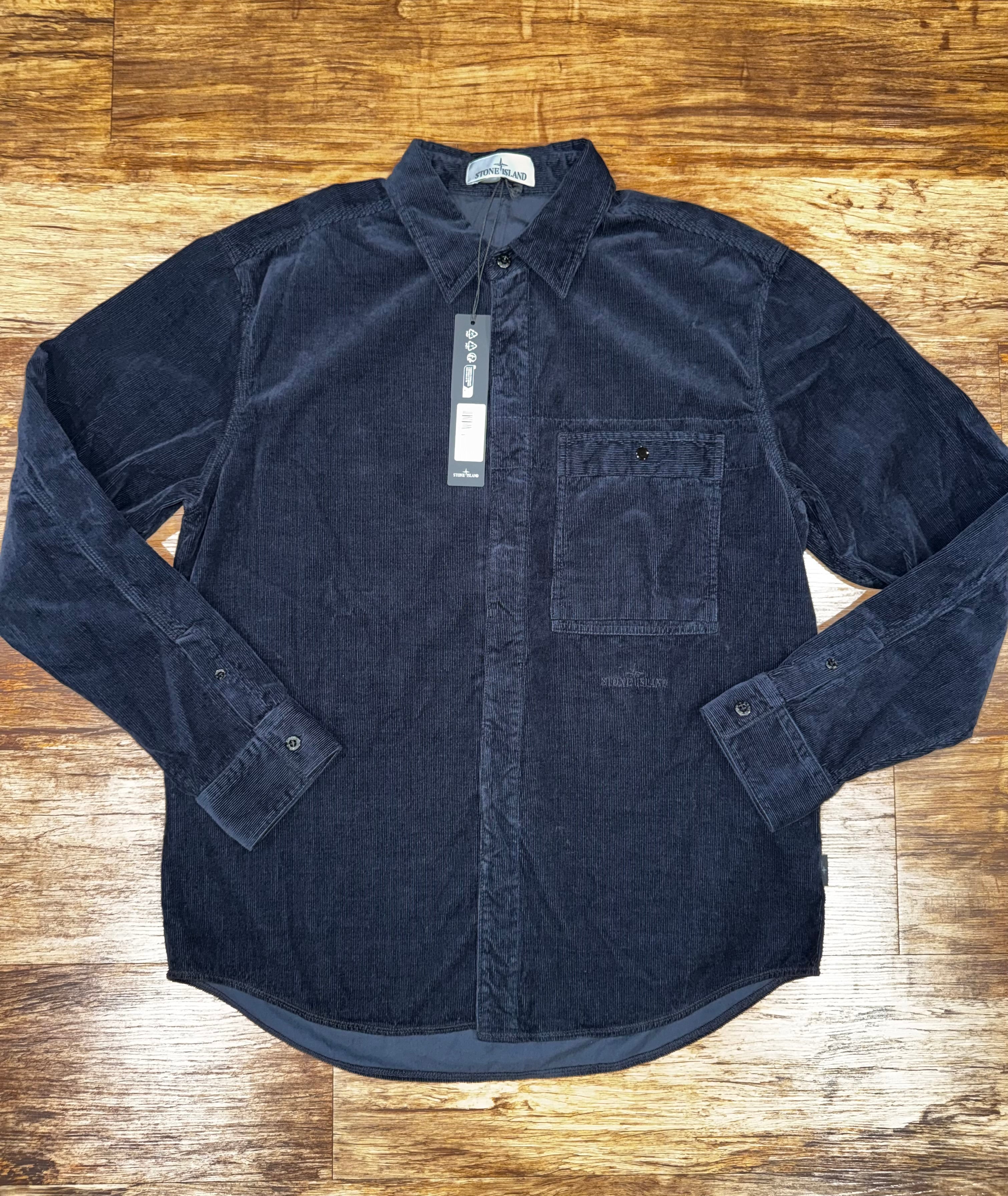 STONE ISLAND CORDUROY OVERSHIRT - NAVY – Trent_End_Clothing