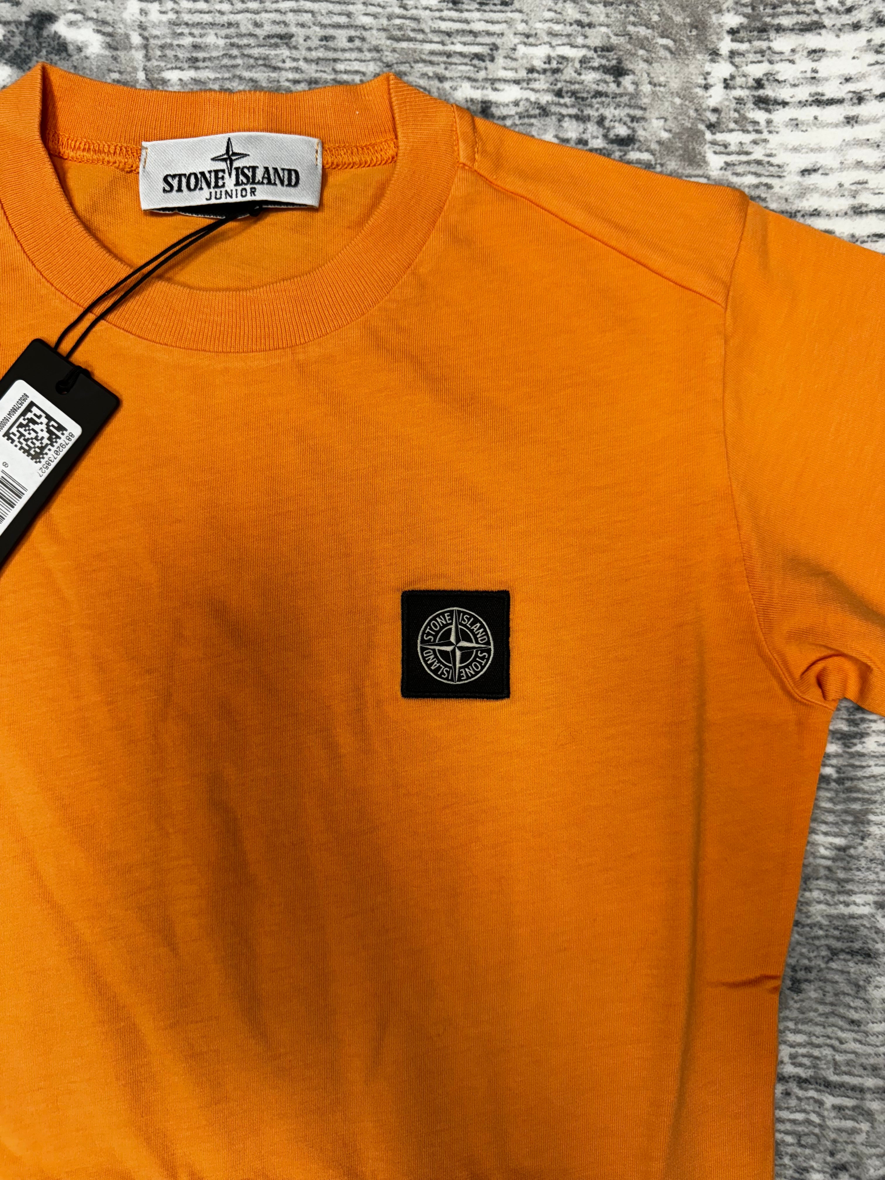 JUNIOR STONE ISLAND LOGO PATCH T-SHIRT - ORANGE