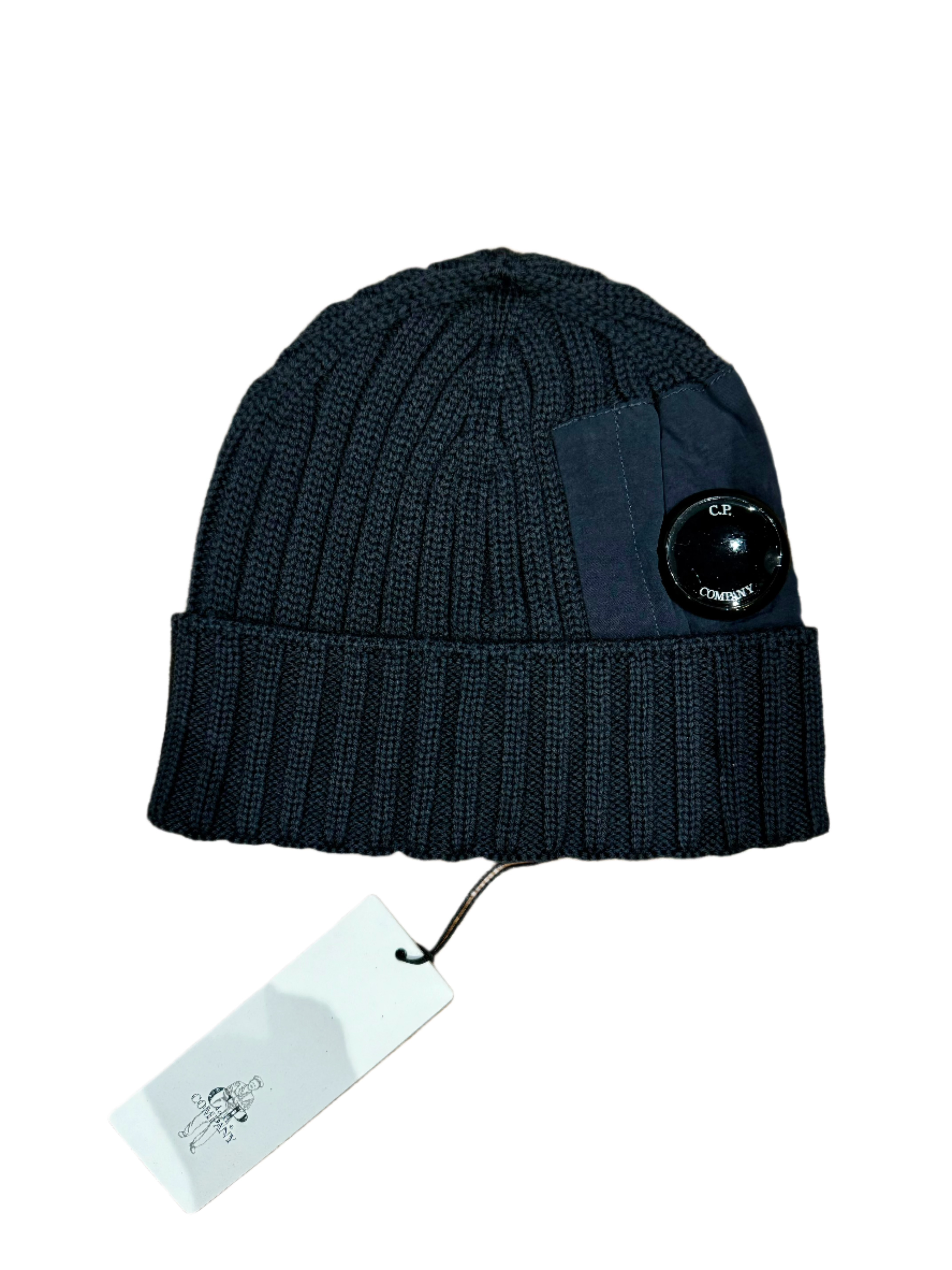 CP COMPANY EXTRA FINE MERINO WOOL LENS BEANIE GREY