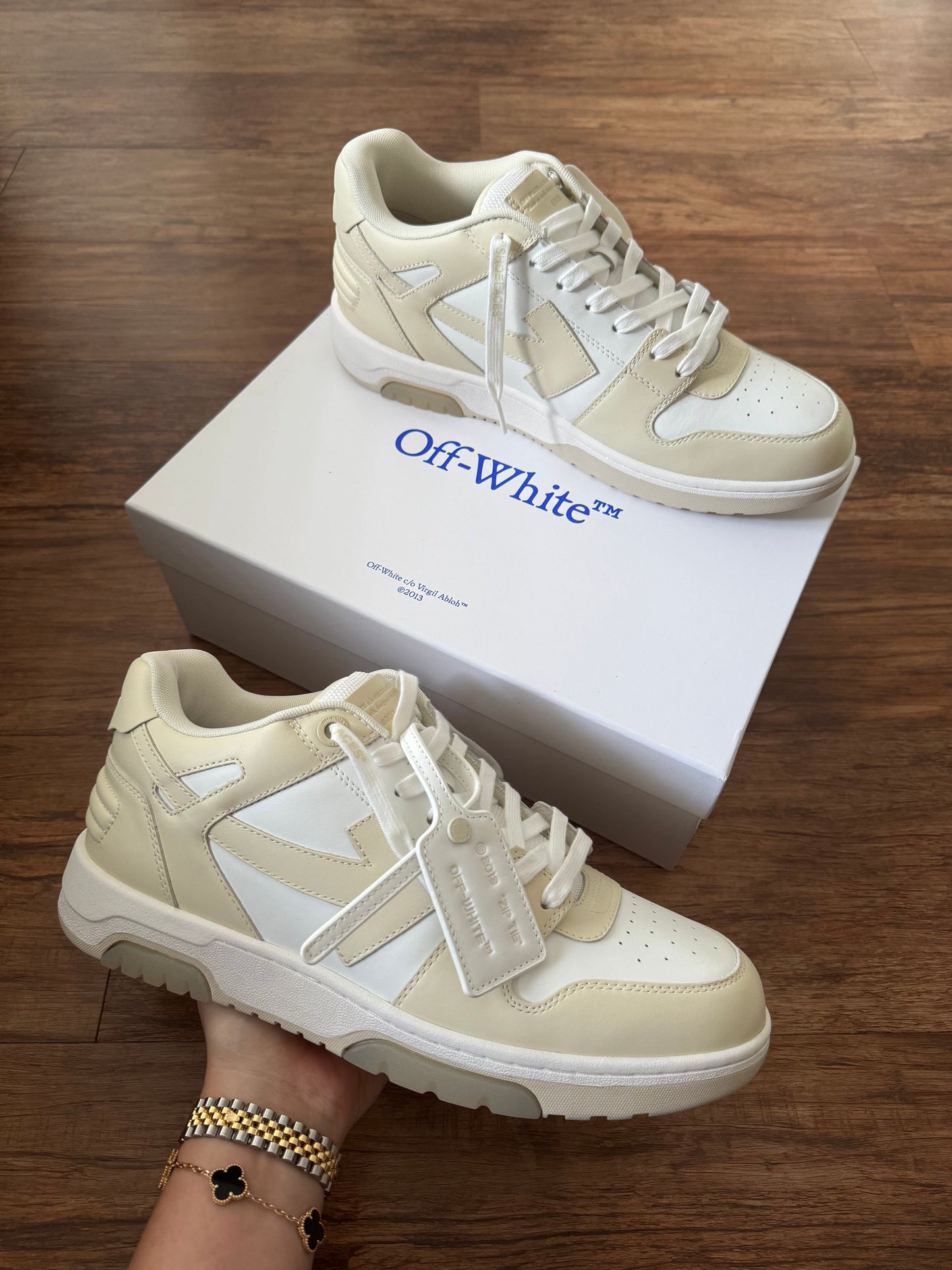 OFF-WHITE-OUT OF OFFICE CALF LEATHER WHITE BEIGE OFF WHITE