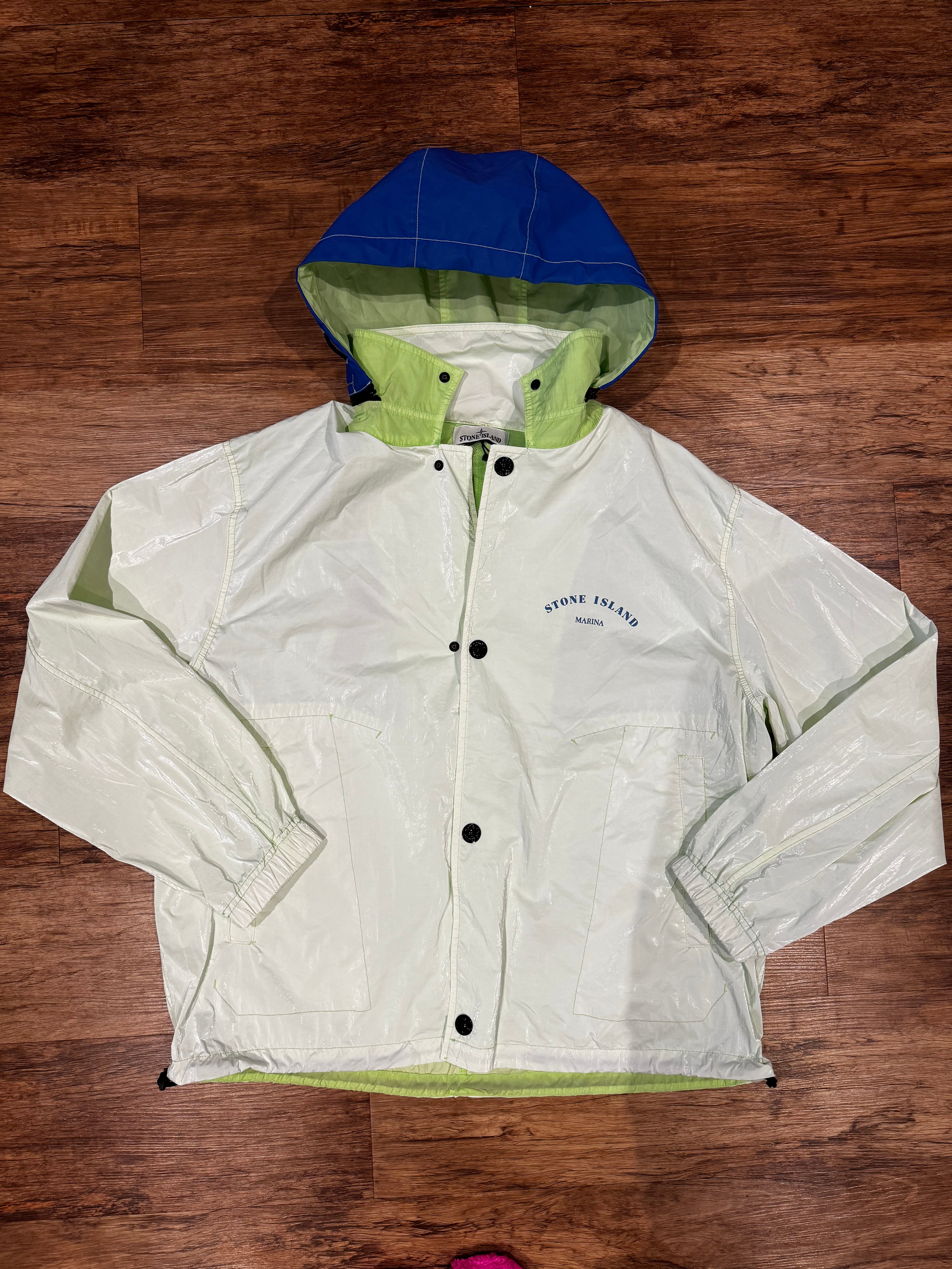 STONE ISLAND MARINA LOGO HOODED JACKET & SHORT SET - MINT