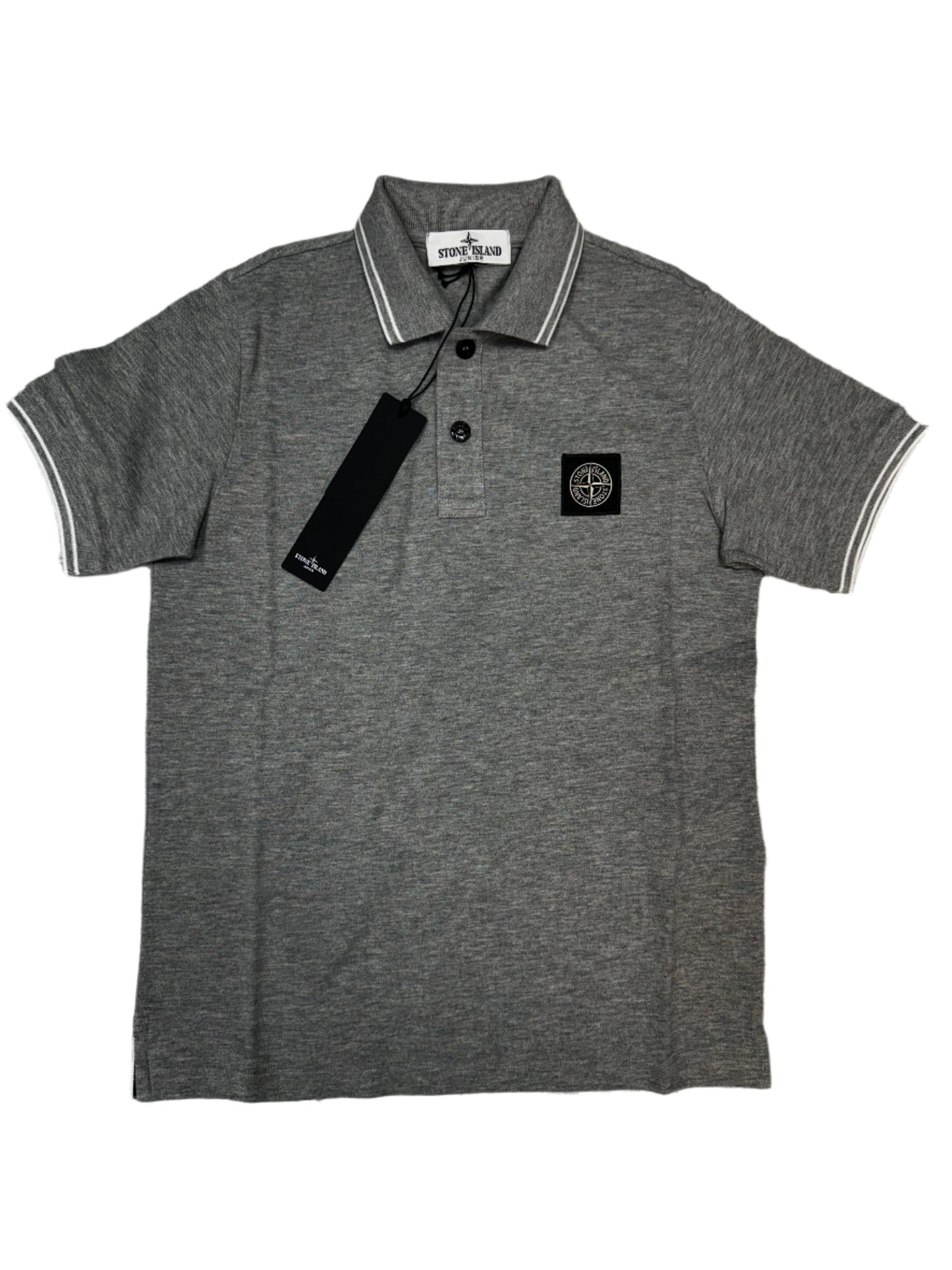 JUNIOR STONE ISLAND POLO T-SHIRT - GREY