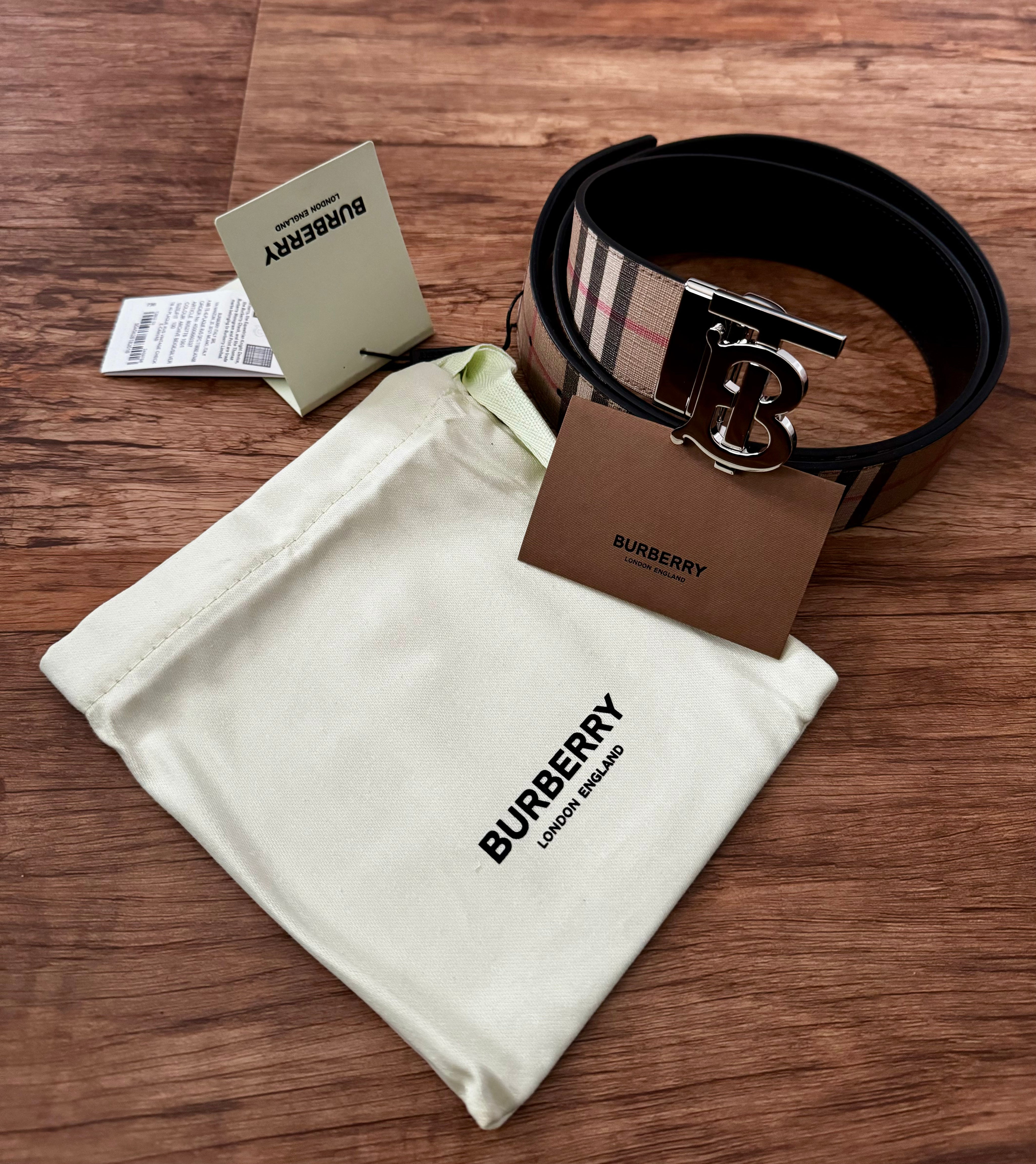 Buckle Belt Burberry Pattern Belt Burberry Checkered B-buckle Belt