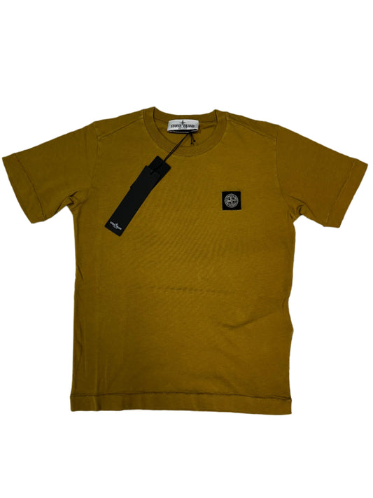 JUNIOR STONE ISLAND LOGO PATCH T-SHIRT - MUSTARD