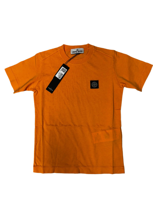 JUNIOR STONE ISLAND LOGO PATCH T-SHIRT - ORANGE