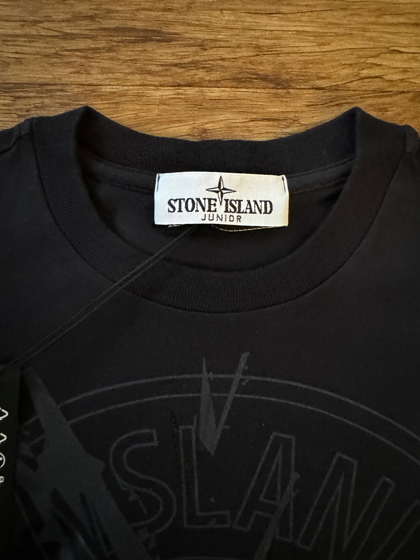 JUNIOR STONE ISLAND - LOGO COTTON PRINT T-SHIRT - DARK NAVY