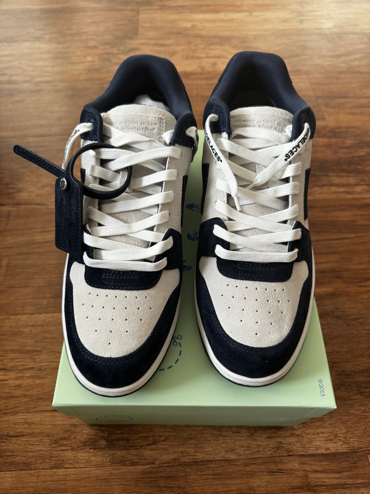 OFF-WHITE-OUT OF OFFICE SUEDE WHITE NAVY BLUE