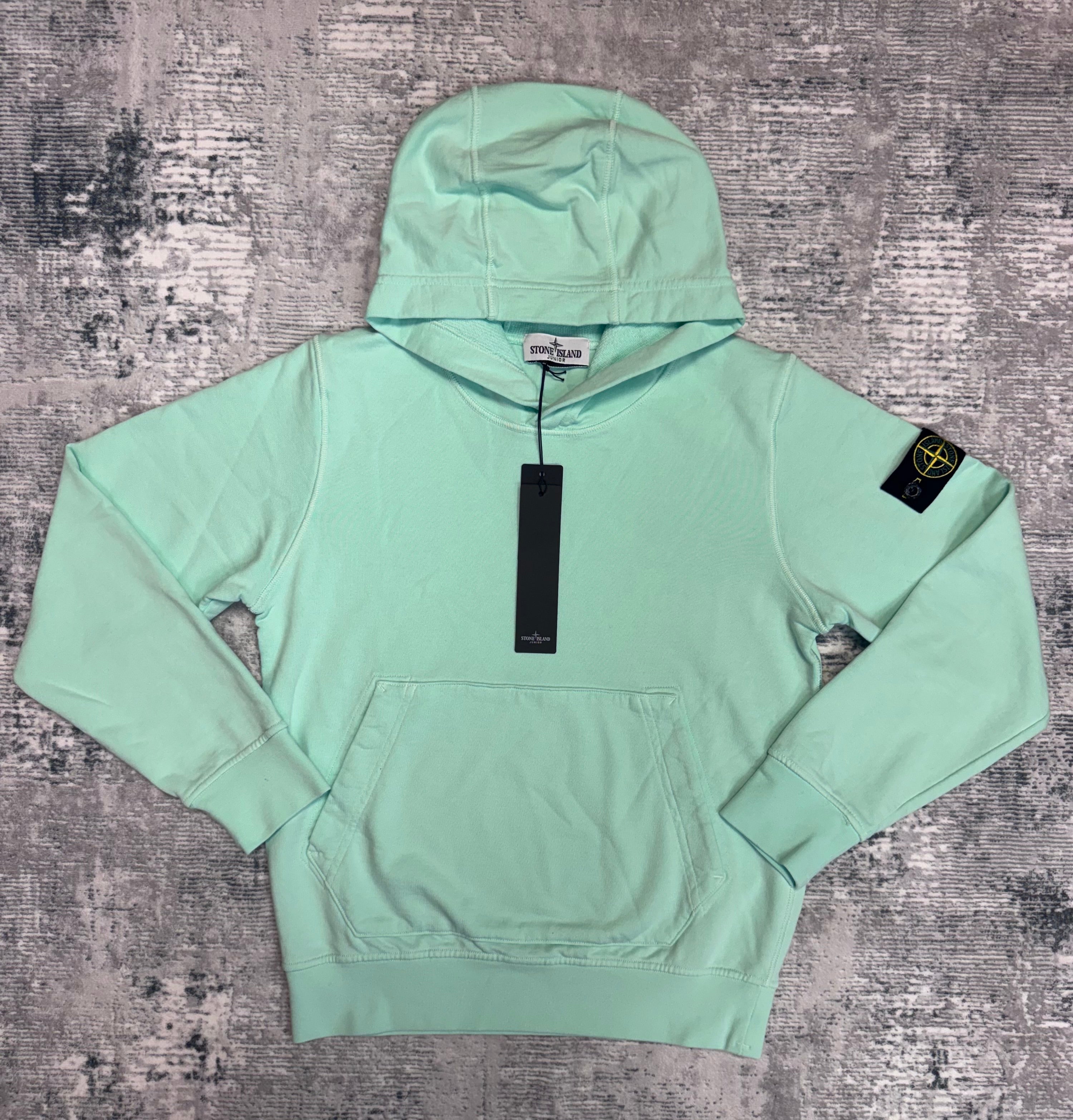 JUNIOR STONE ISLAND COMPASS PATCH HOODIE - MINT GREEN