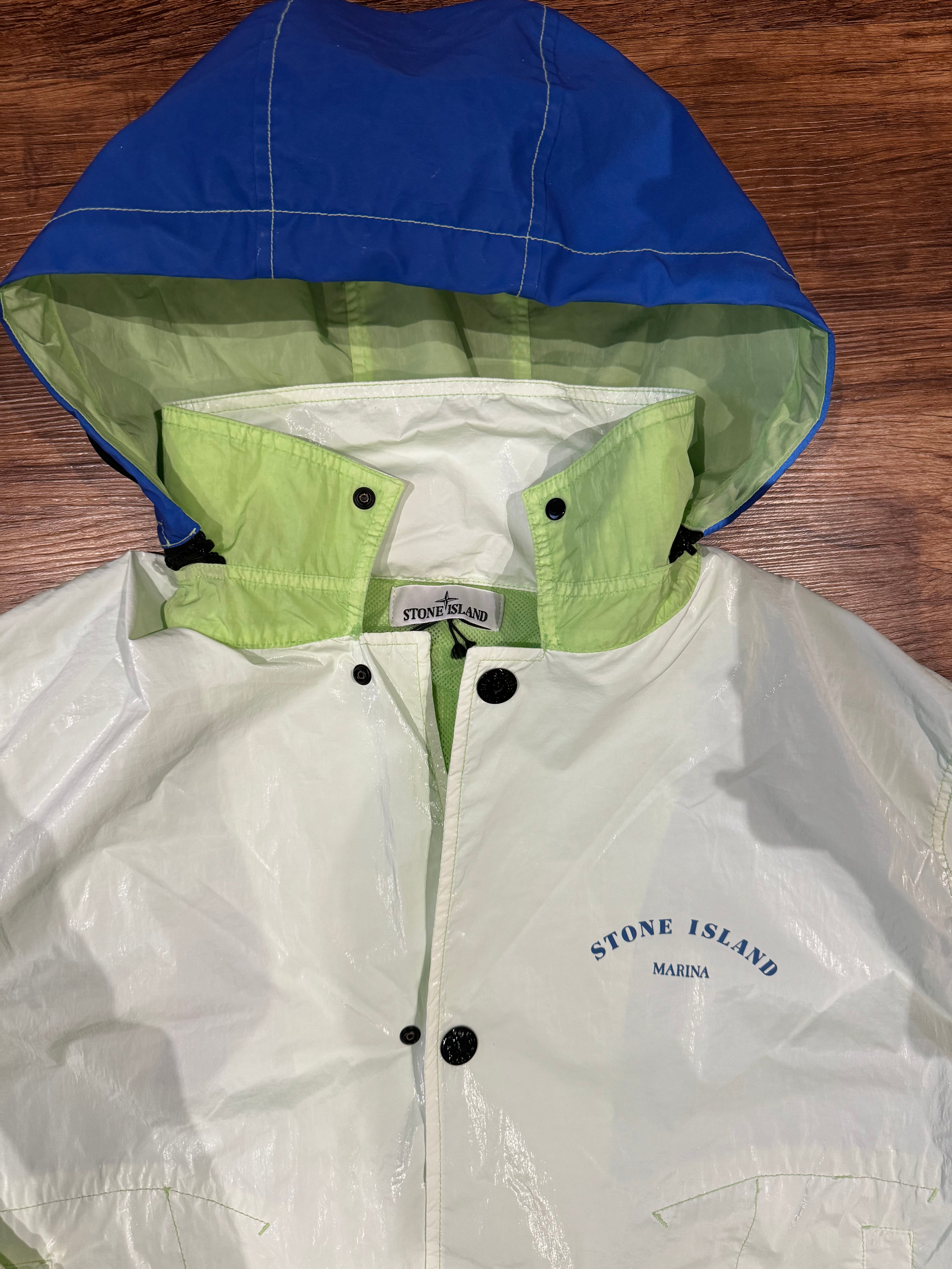 STONE ISLAND MARINA LOGO HOODED JACKET & SHORT SET - MINT