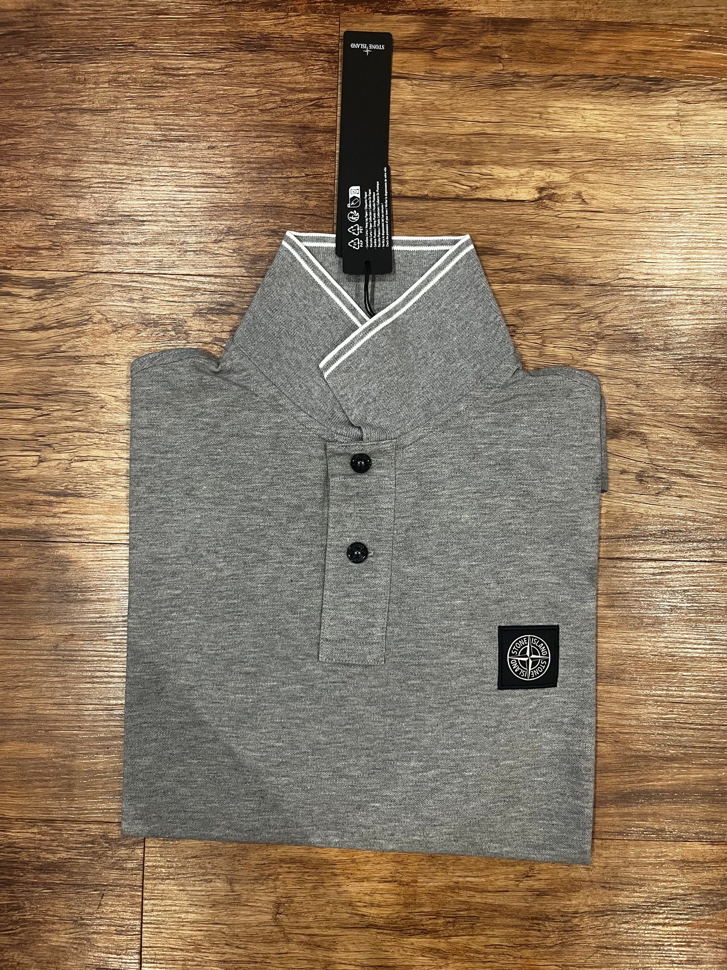 STONE ISLAND - POLO T-SHIRT - GREY