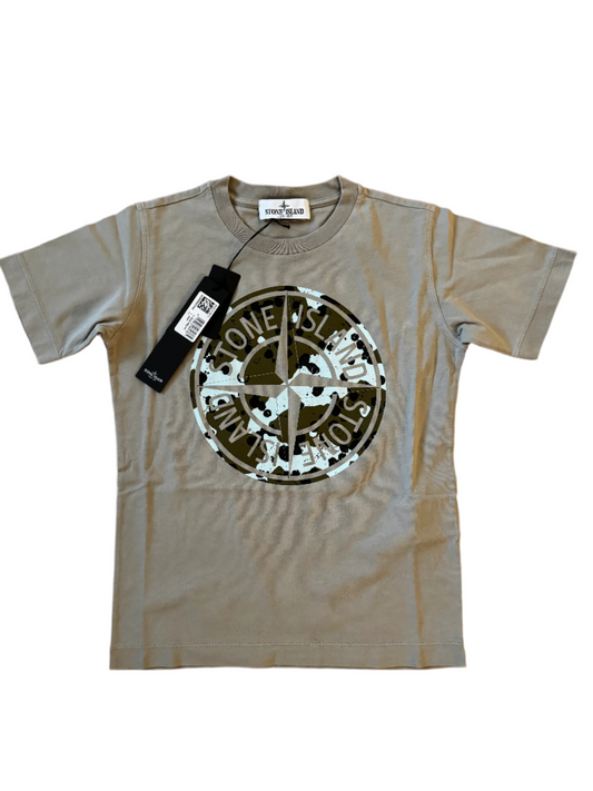 JUNIOR STONE ISLAND- COMPASS LOGO-PRINT COTTON T-SHIRT