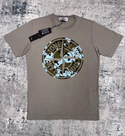 JUNIOR STONE ISLAND- COMPASS LOGO-PRINT COTTON T-SHIRT BEIGE